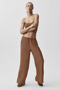 Semi-Sheer Golden Hour High-Waist Straight Leg Pant - Sun Kissed Brown image 1