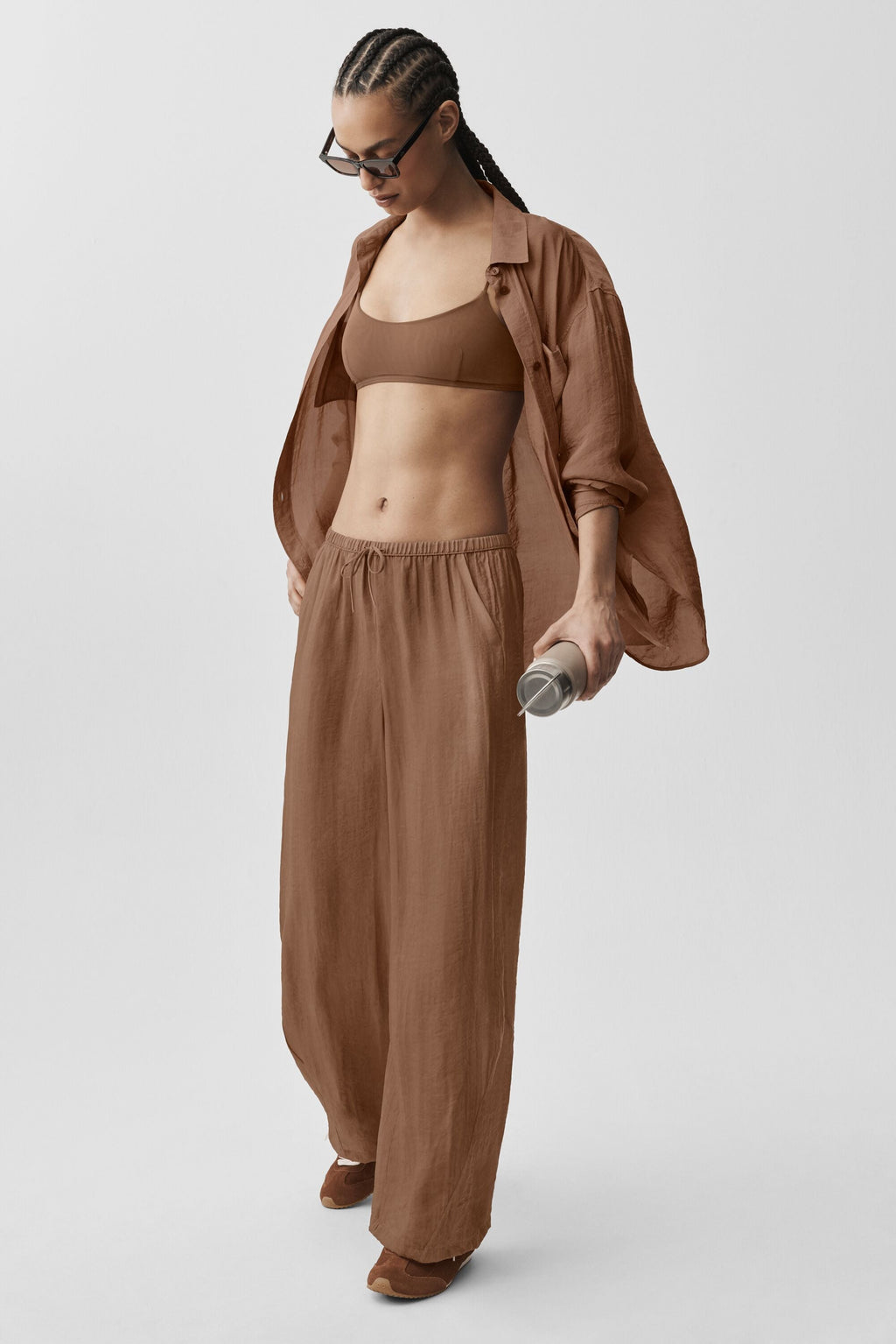 Semi-Sheer Golden Hour High-Waist Straight Leg Pant - Sun Kissed Brown image 5