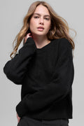 Wool Cashmere Cropped New Class Crewneck Sweater - Black image 1