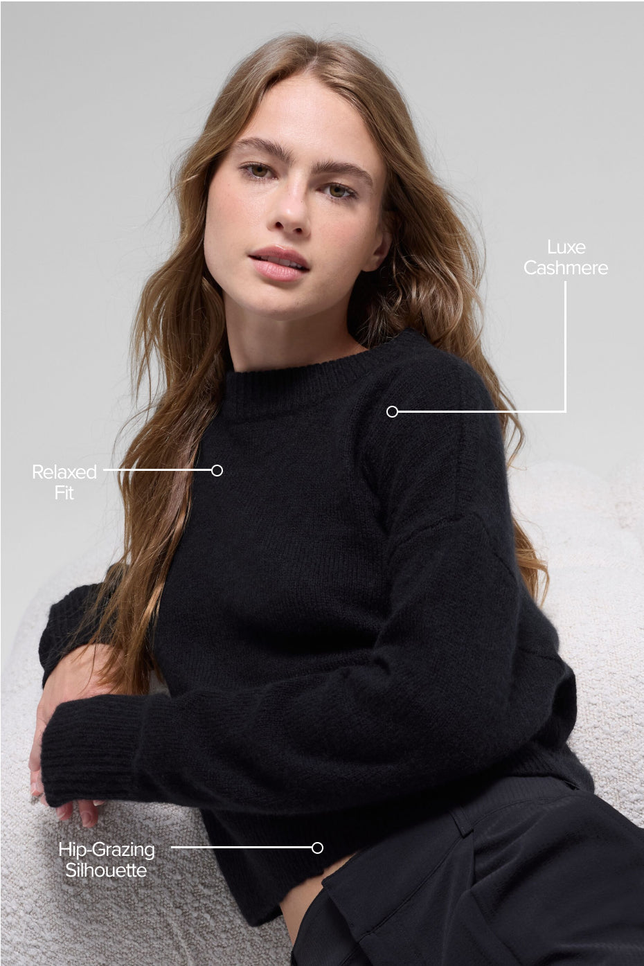 Wool Cashmere Cropped New Class Crewneck Sweater - Black image 2