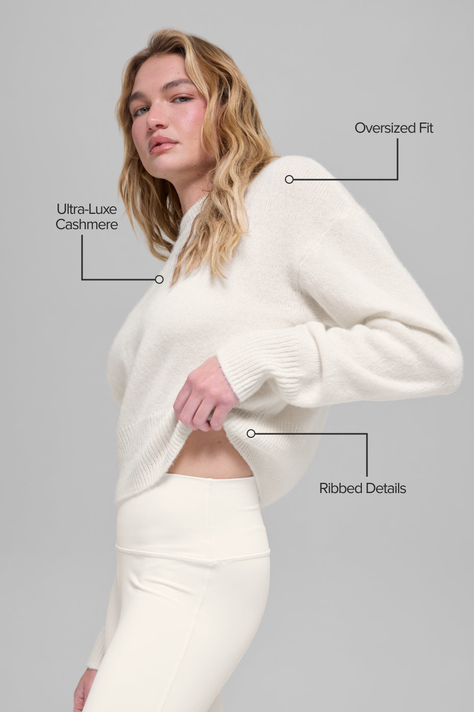Wool Cashmere Cropped New Class Crewneck Sweater - Ivory image 2