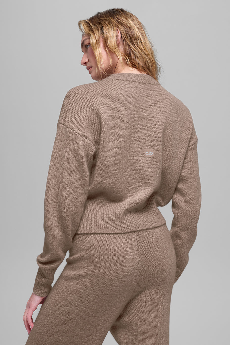 Wool Cashmere Cropped New Class Crewneck Sweater - Chai Latte image 2