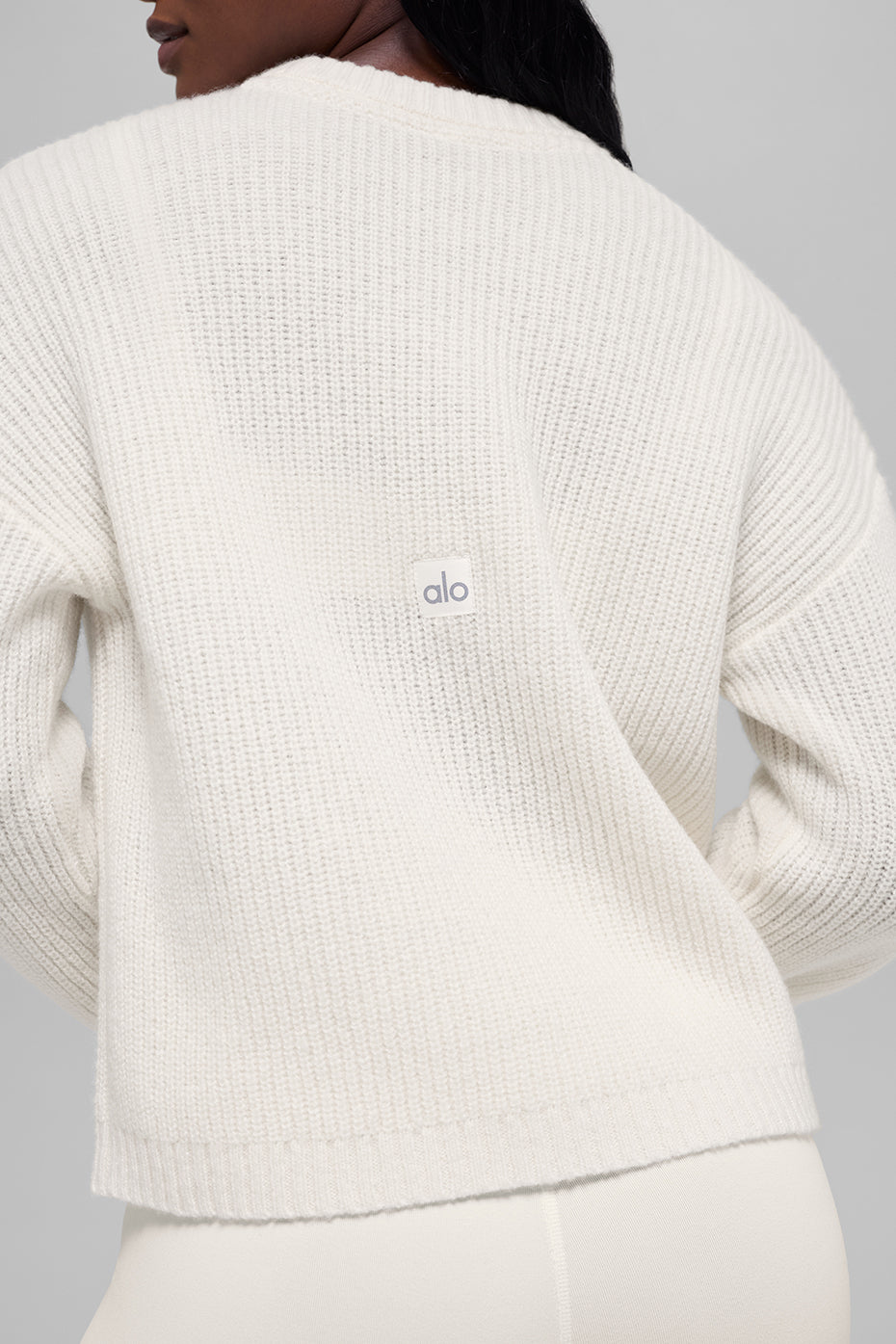 Wool Cashmere Ribbed Noble Crewneck Sweater - Ivory image 4