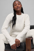 Wool Cashmere Ribbed Noble Crewneck Sweater - Ivory image 1
