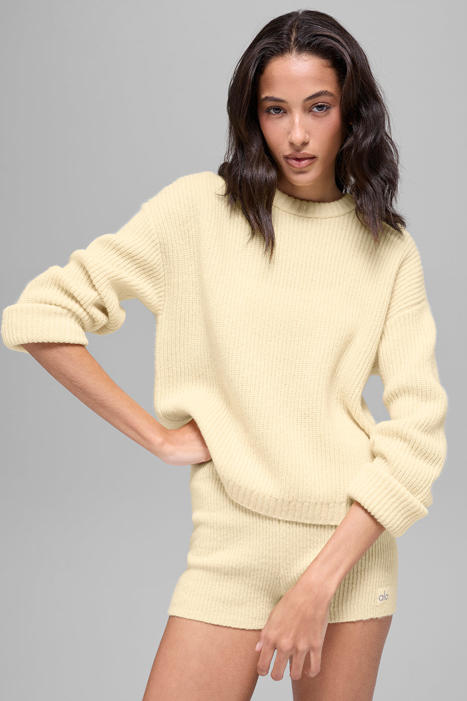 Wool Cashmere Ribbed Noble Crewneck Sweater - Candlelight Yellow image 3