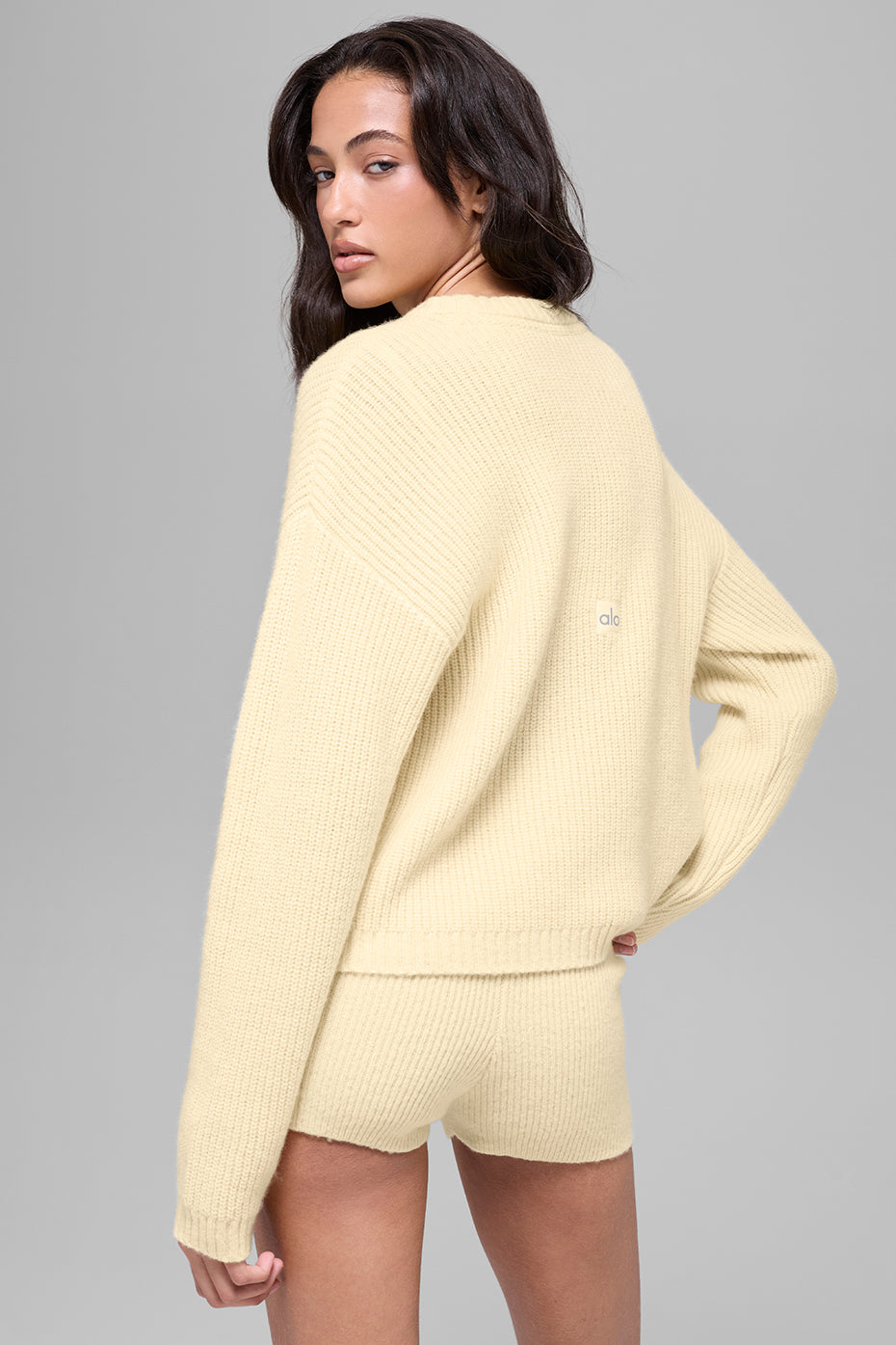 Wool Cashmere Ribbed Noble Crewneck Sweater - Candlelight Yellow image 2