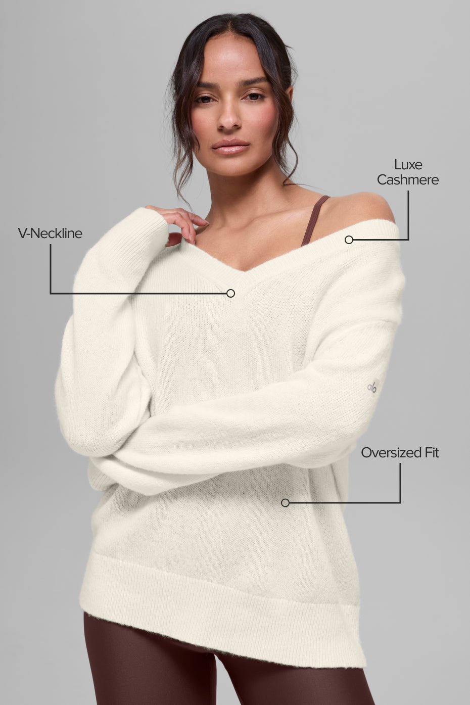 Wool Cashmere New Class Oversized V-Neck Sweater - Ivory image 2
