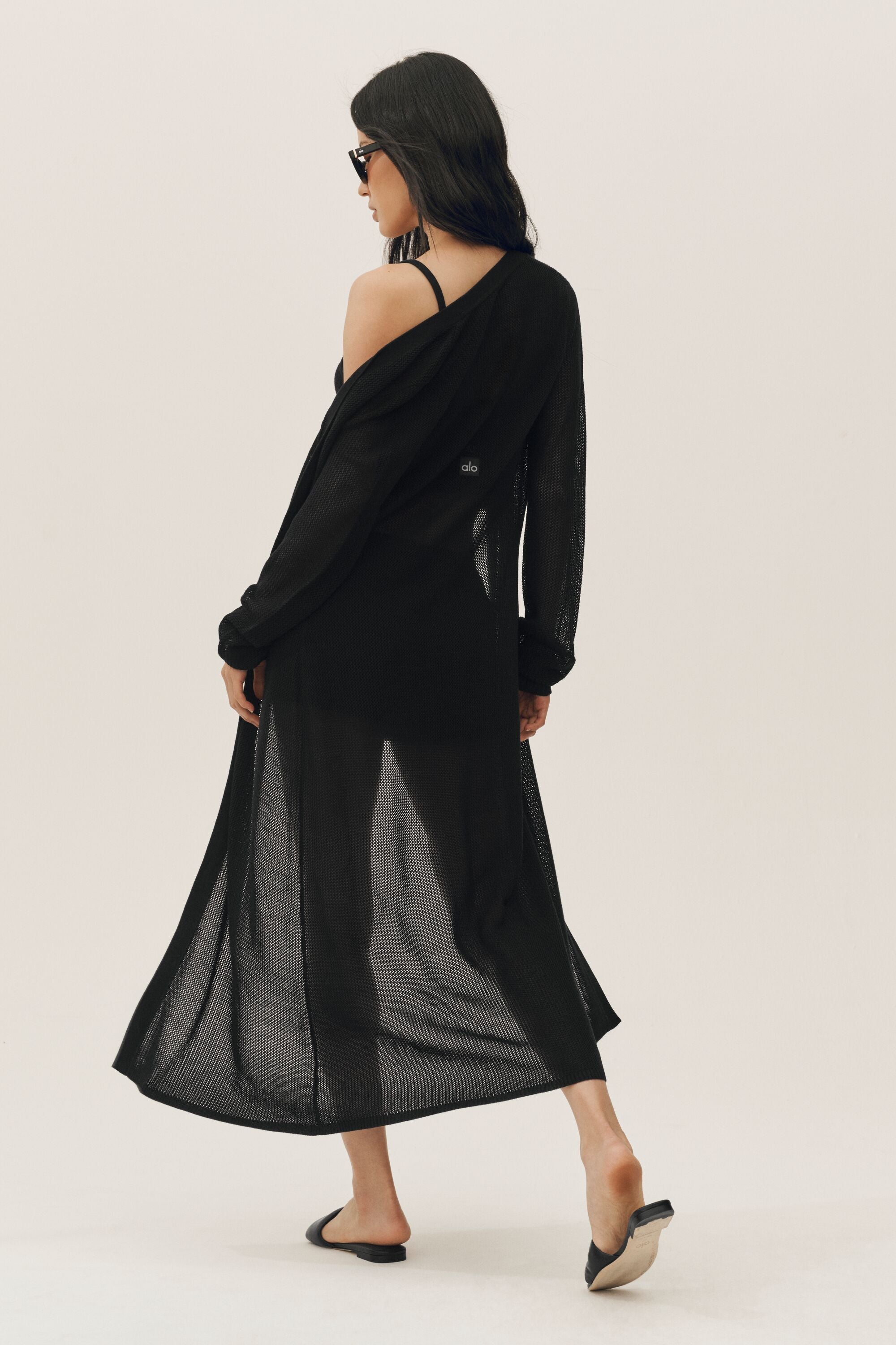 Silk Cashmere Heatwave Long Cardigan - Black image 2