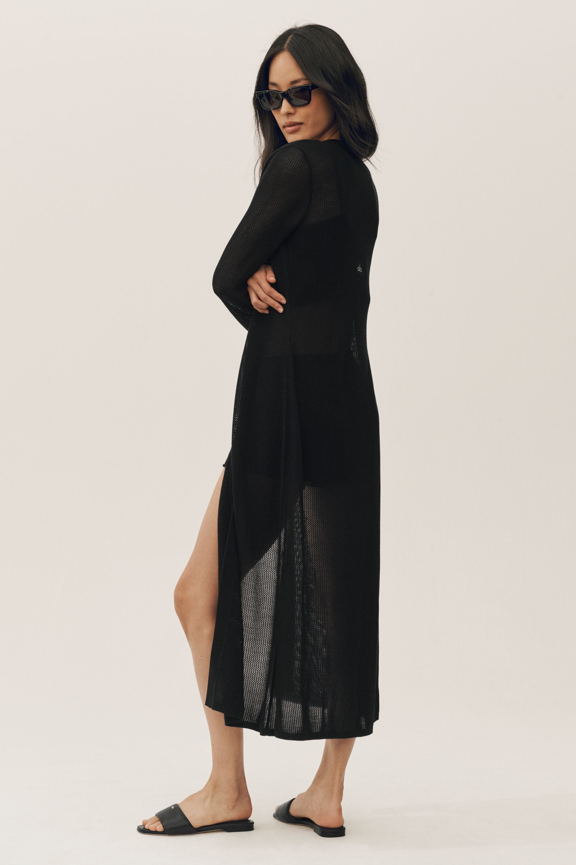 Silk Cashmere Heatwave Long Cardigan - Black image 3