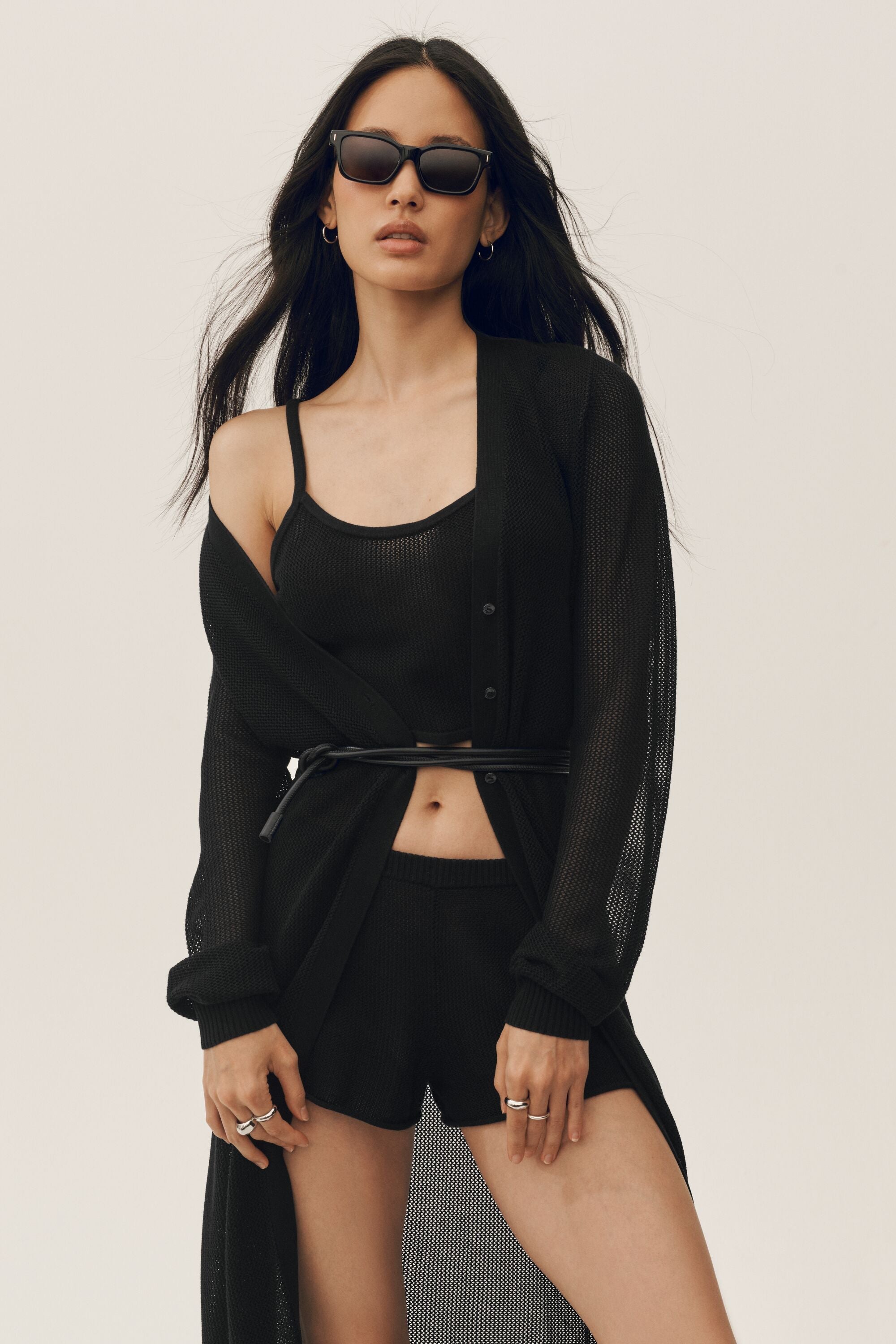 Silk Cashmere Heatwave Long Cardigan - Black image 5