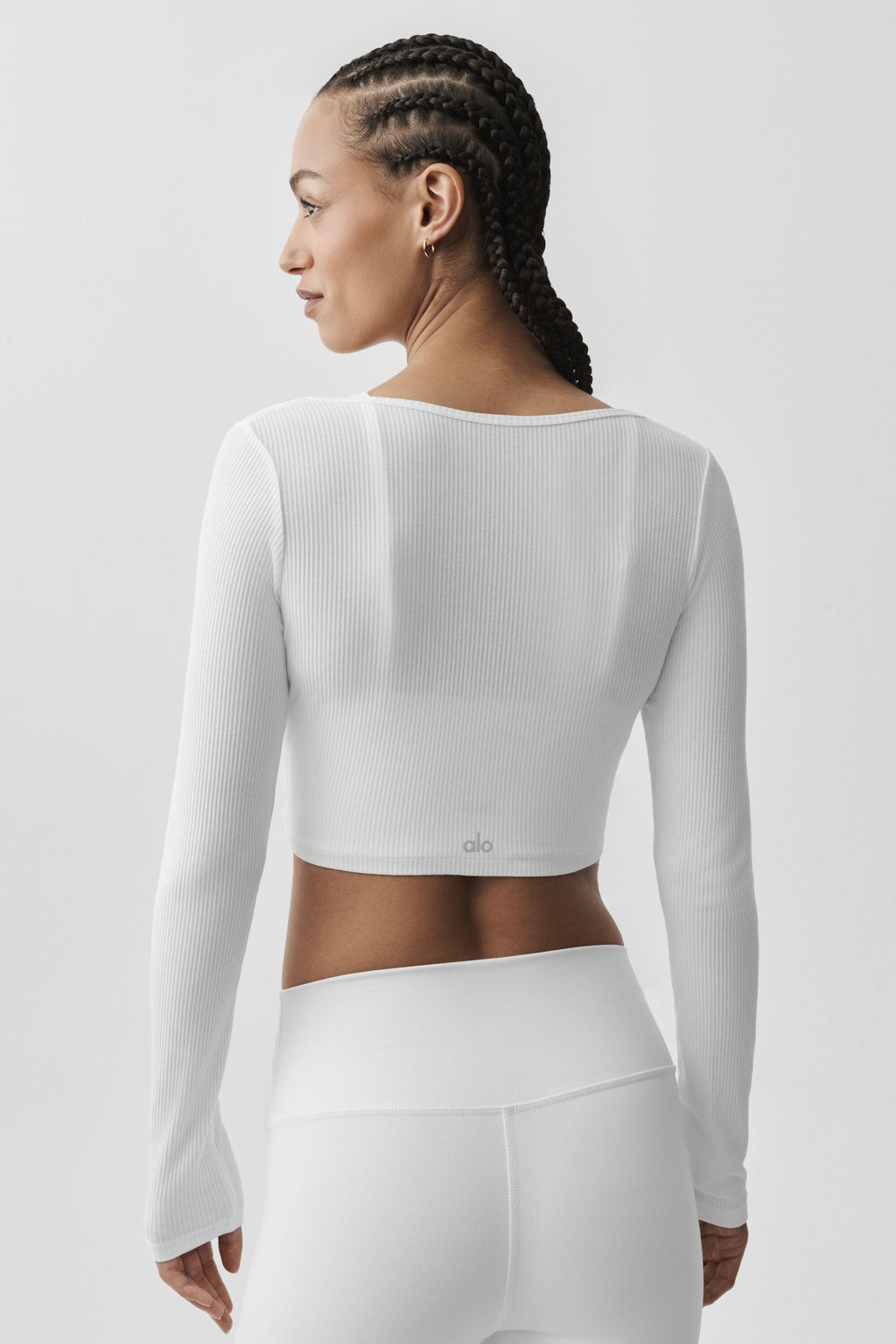 Ribbed Cropped Whisper Cardigan - White image 2