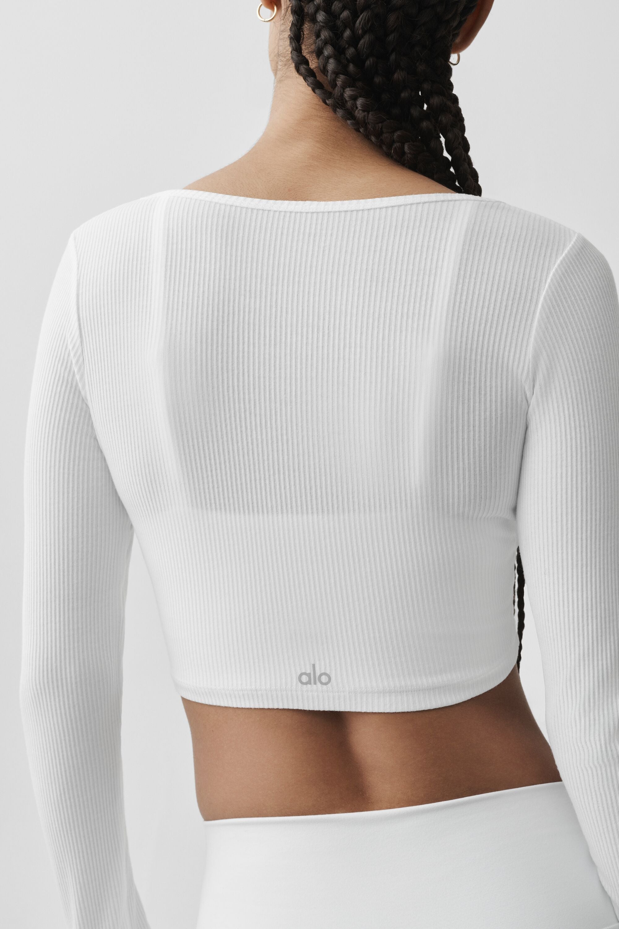 Ribbed Cropped Whisper Cardigan - White image 4