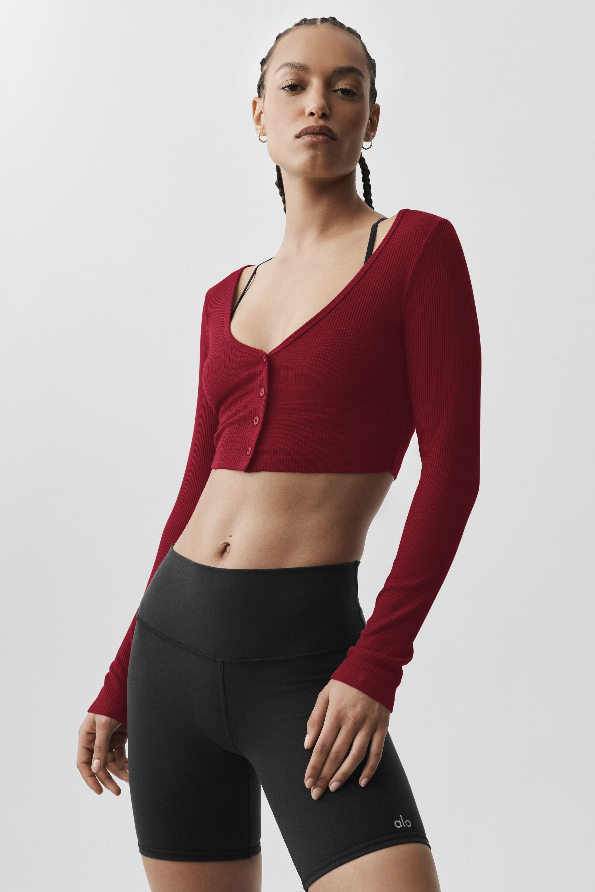 Ribbed Cropped Whisper Cardigan - Summer Romance Red image 2