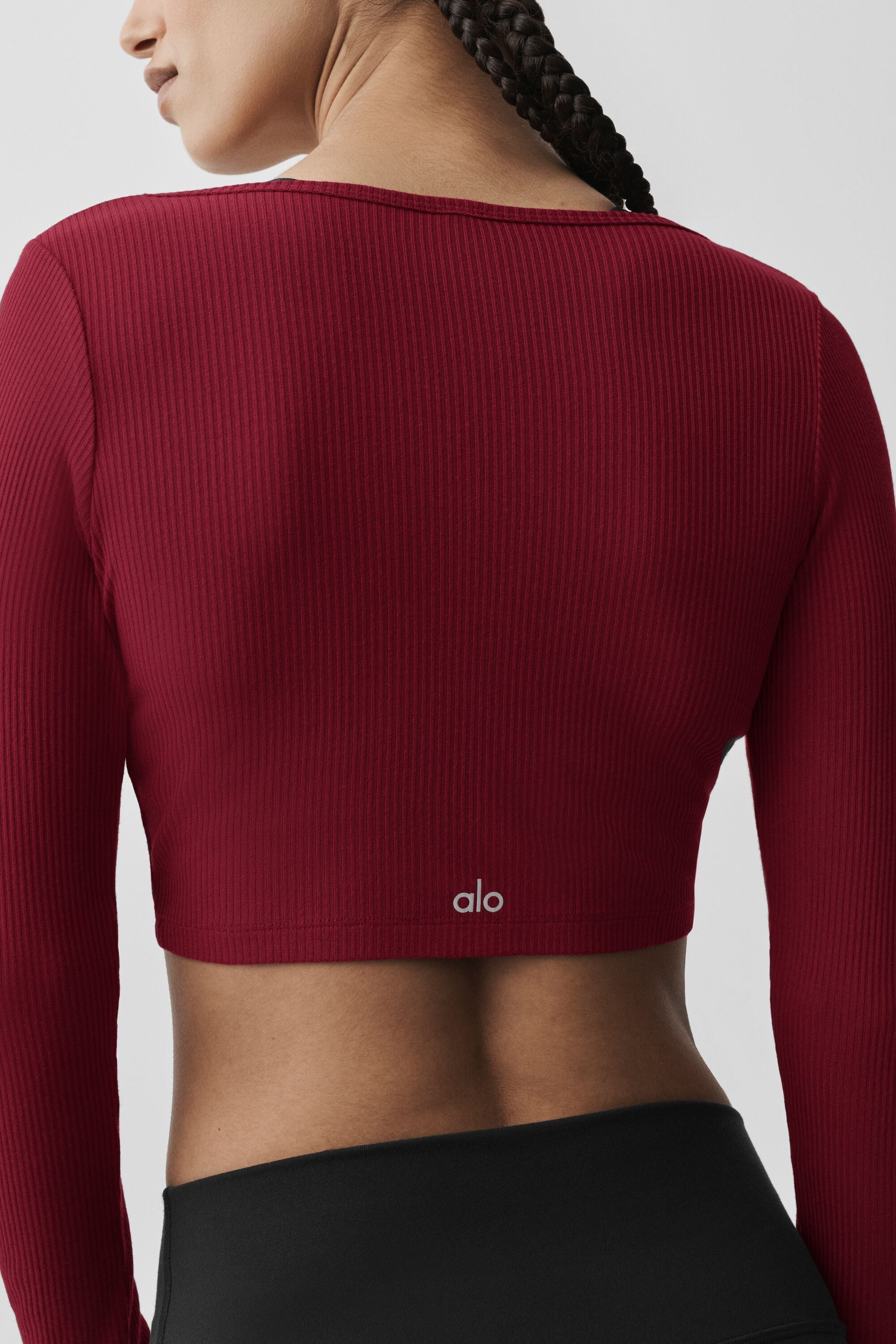 Ribbed Cropped Whisper Cardigan - Summer Romance Red image 4