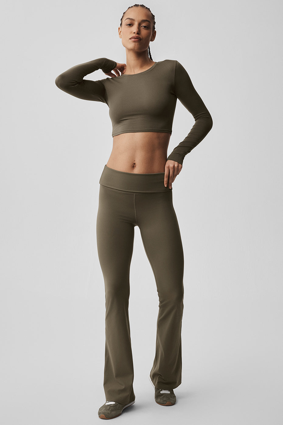 Alosoft Crop Finesse Long Sleeve - Olive Tree image 5
