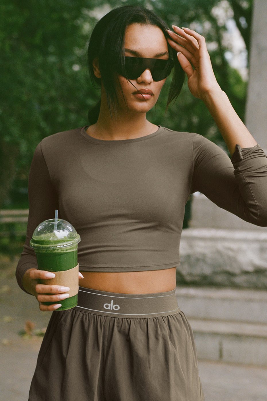 Alosoft Crop Finesse Long Sleeve - Olive Tree image 1