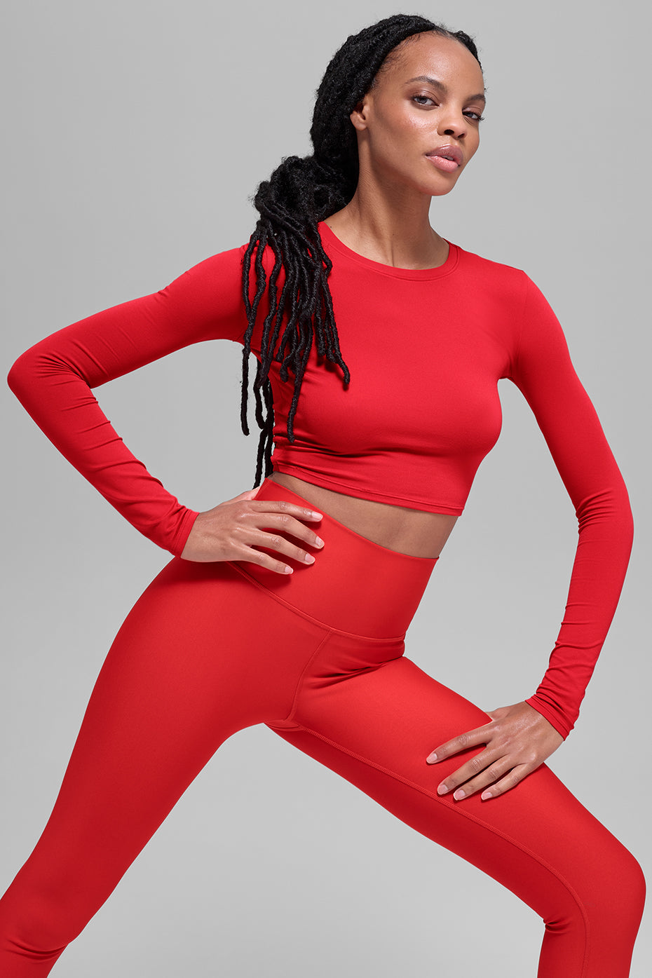 Alosoft Crop Finesse Long Sleeve - Bright Red image 3