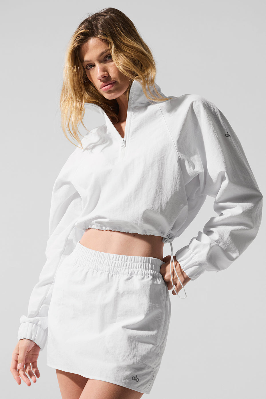 Cropped 1/4 Zip Alumni Pullover - White image 6