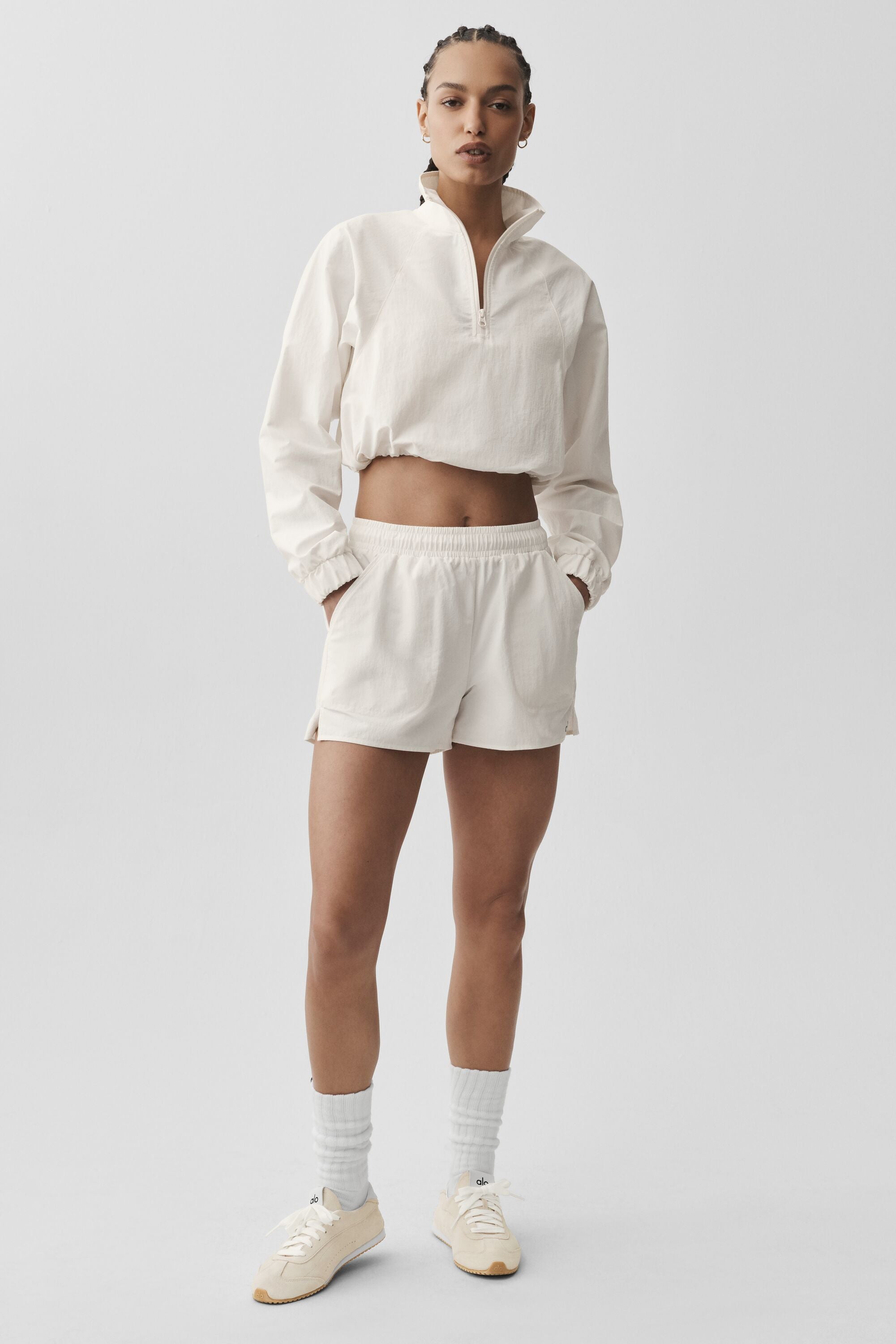 Cropped 1/4 Zip Alumni Pullover - Ivory image 5
