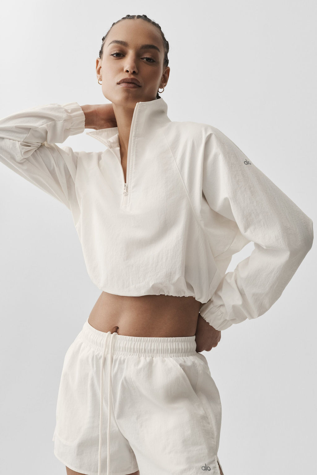 Cropped 1/4 Zip Alumni Pullover - Ivory image 4