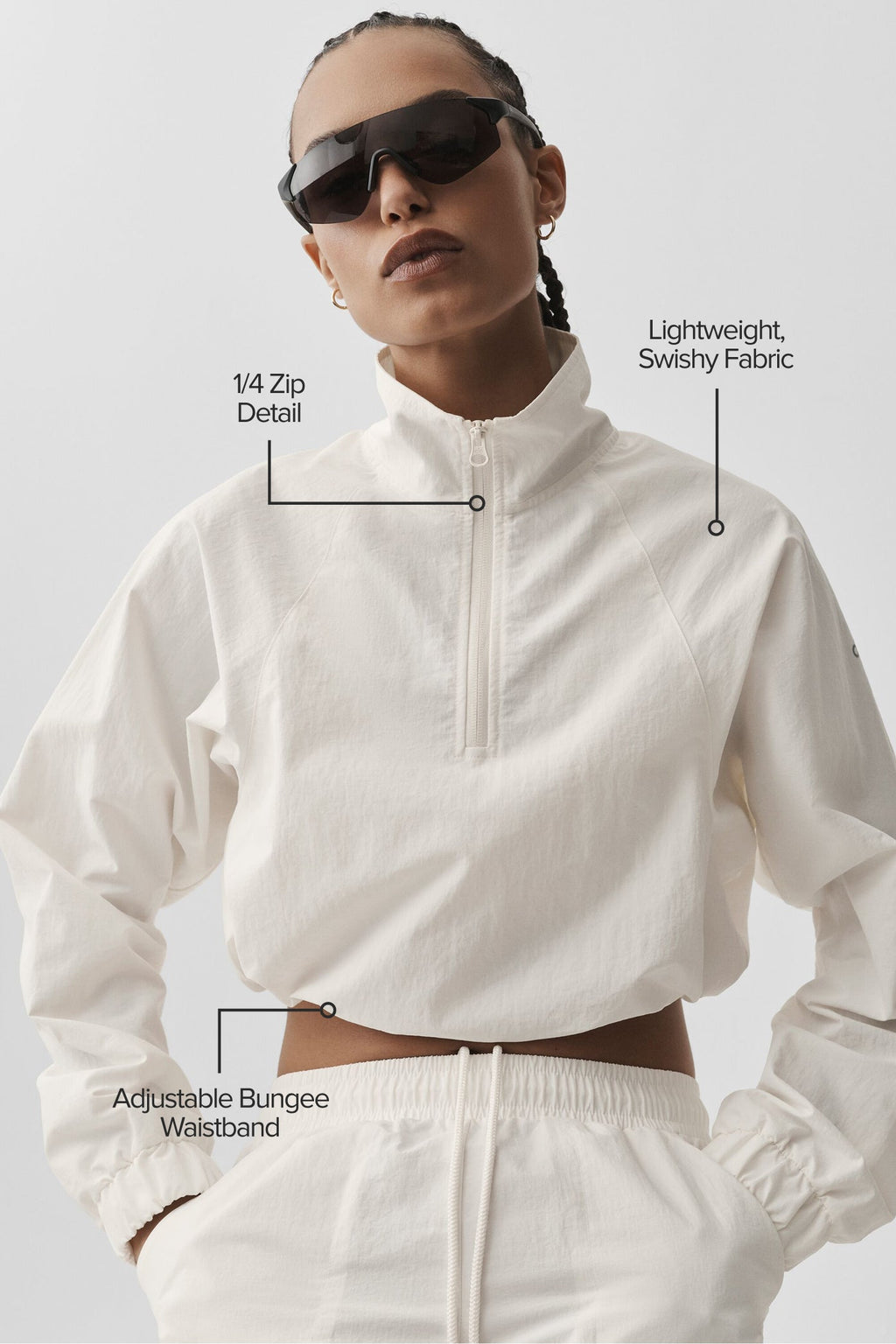 Cropped 1/4 Zip Alumni Pullover - Ivory image 2