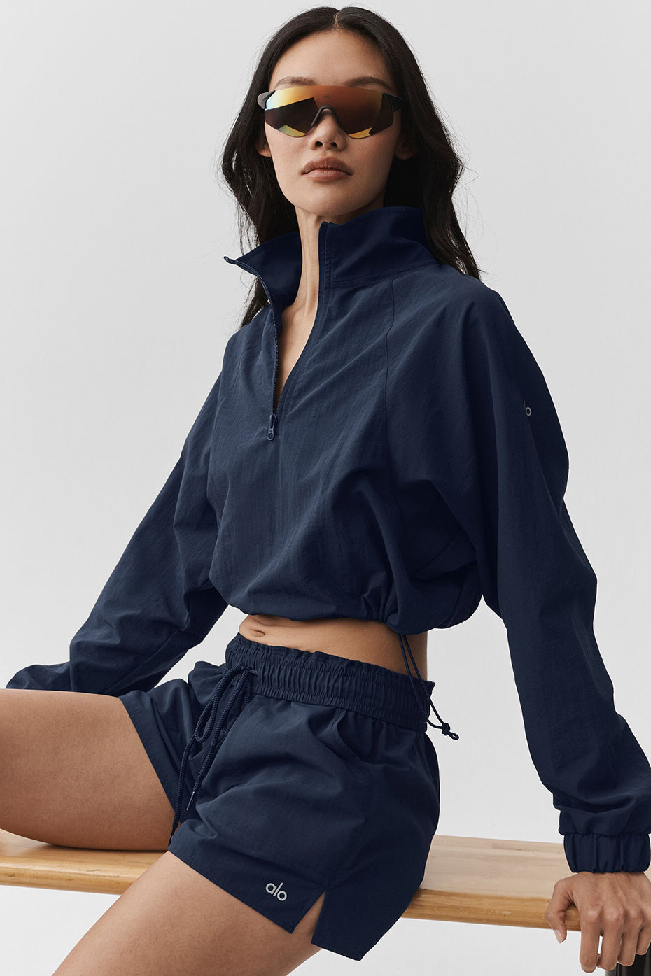 Cropped 1/4 Zip Alumni Pullover - Navy image 5