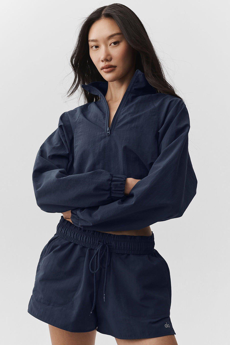Cropped 1/4 Zip Alumni Pullover - Navy image 3