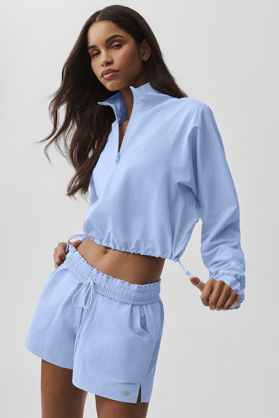 Cropped 1/4 Zip Alumni Pullover - Light Provence Blue image 1