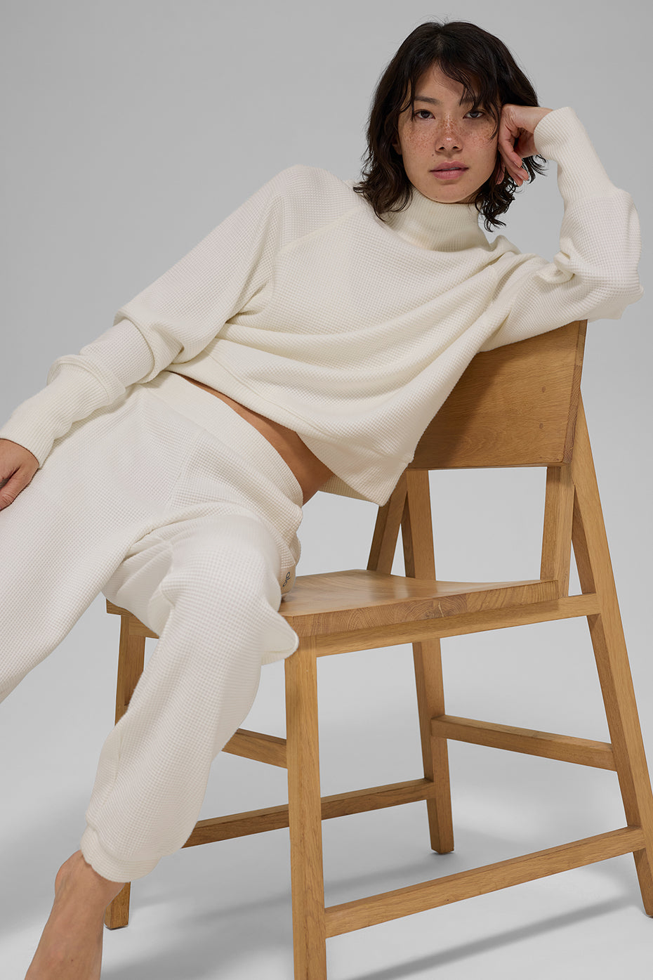 Waffle Weekend Escape Mock Neck Long Sleeve - Ivory image 5