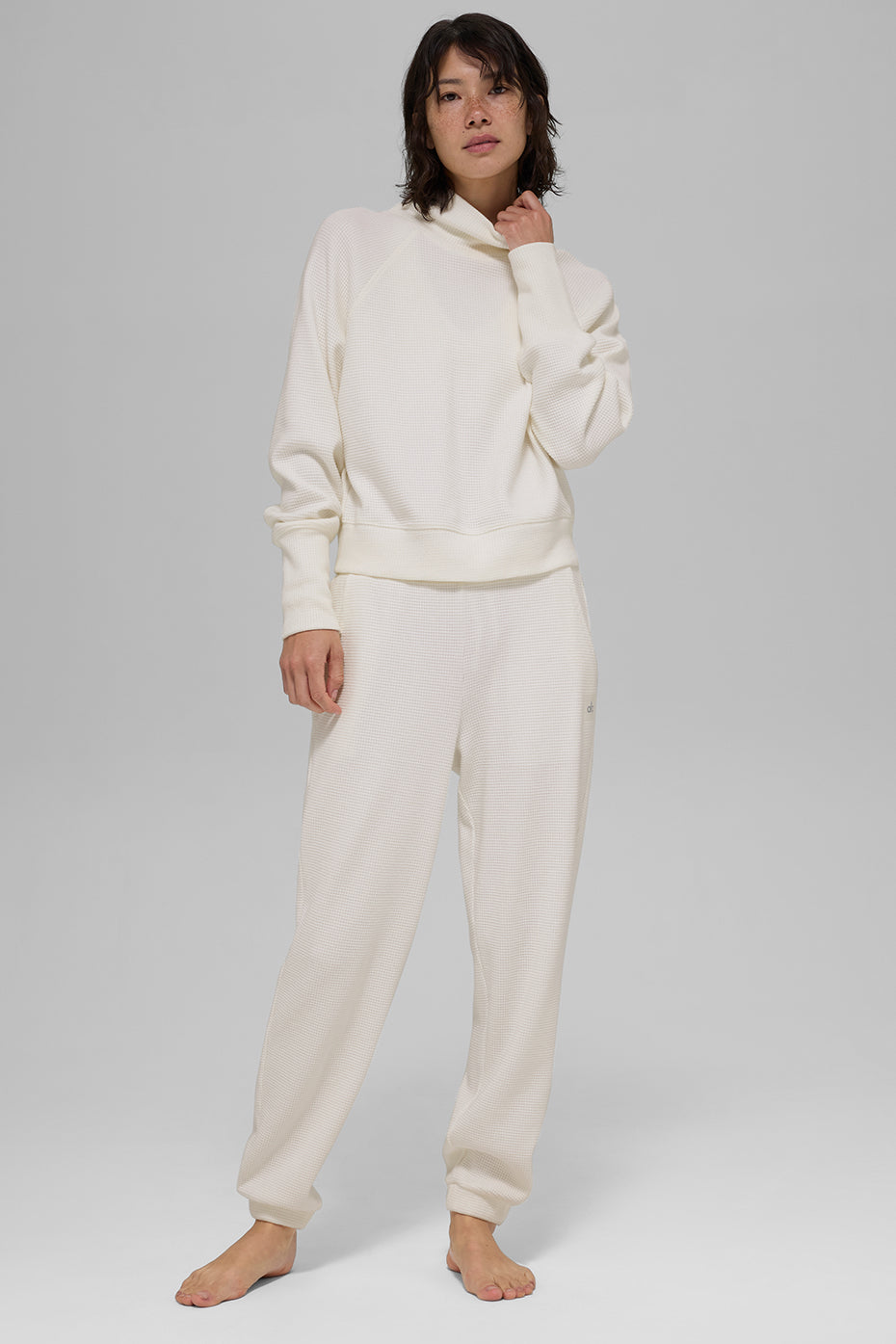 Waffle Weekend Escape Mock Neck Long Sleeve - Ivory image 6