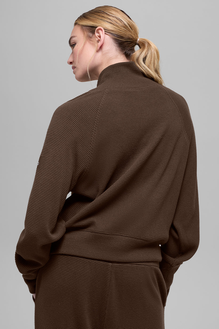 Waffle Weekend Escape Mock Neck Long Sleeve - Espresso image 3