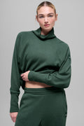 Waffle Weekend Escape Mock Neck Long Sleeve - Clover Green image 1