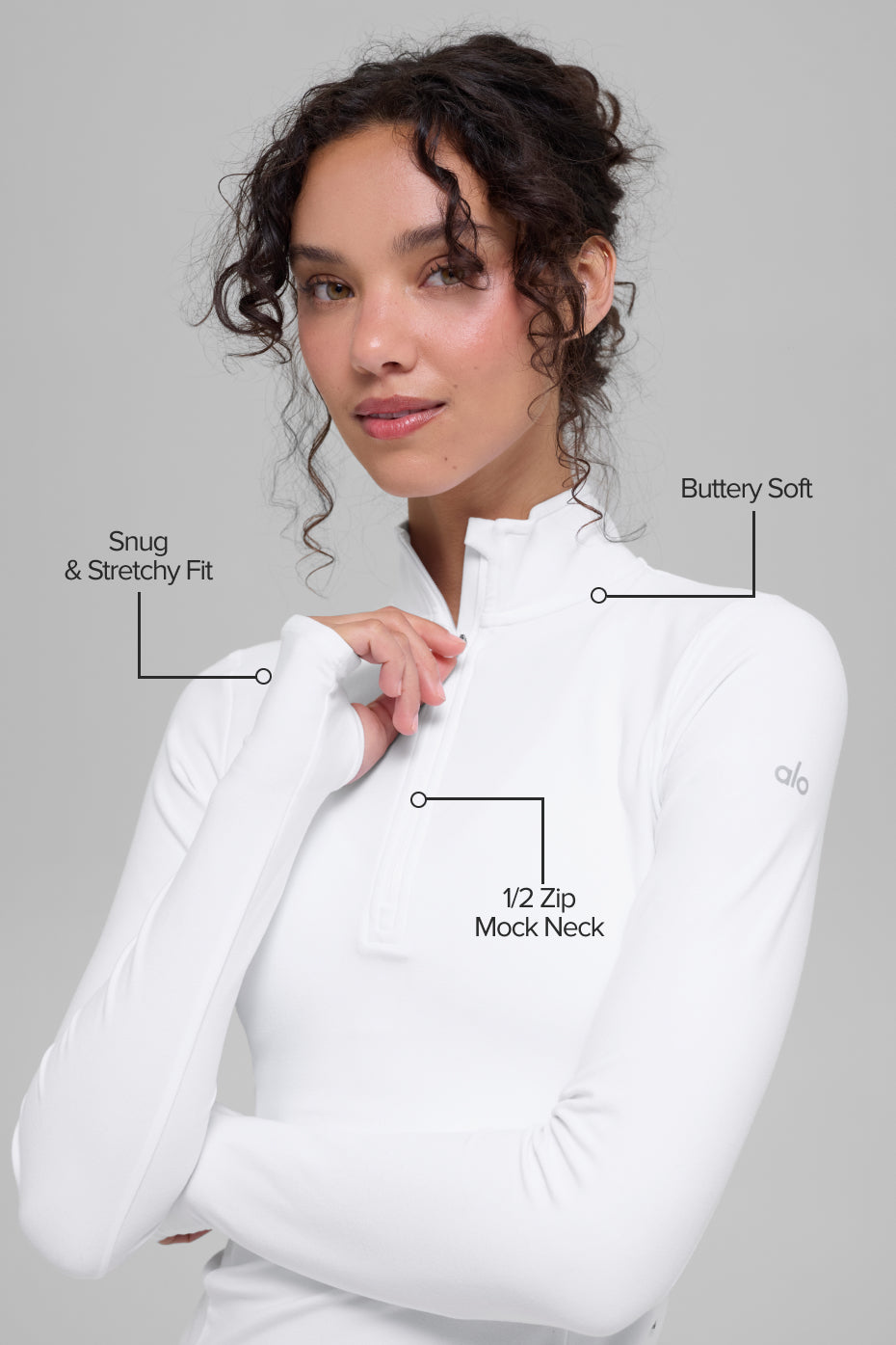Alosoft 1/2 Zip Rapid Pullover - White image 2