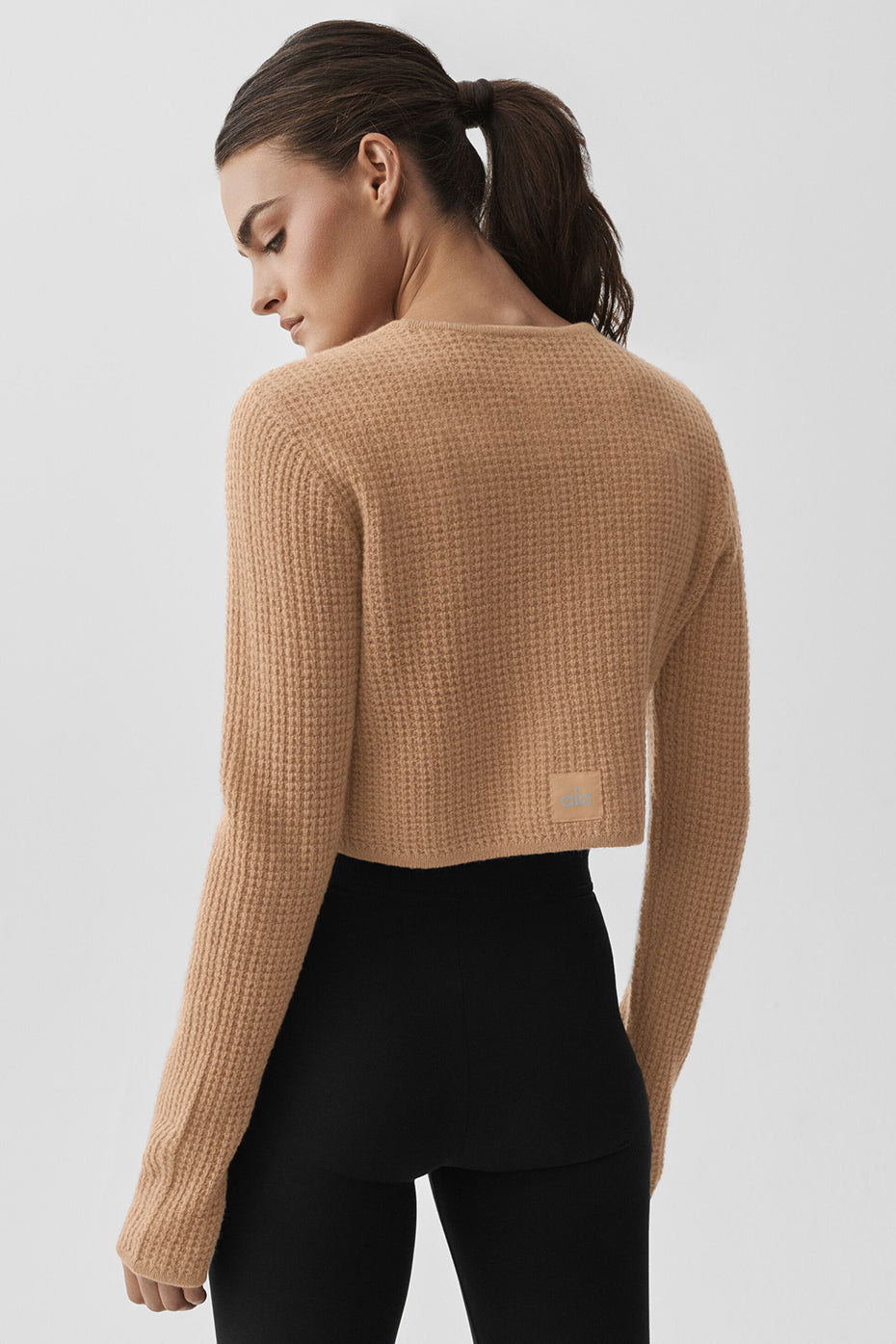 Cashmere Plush Waffle Cropped Long Sleeve - Toasted Almond image 2
