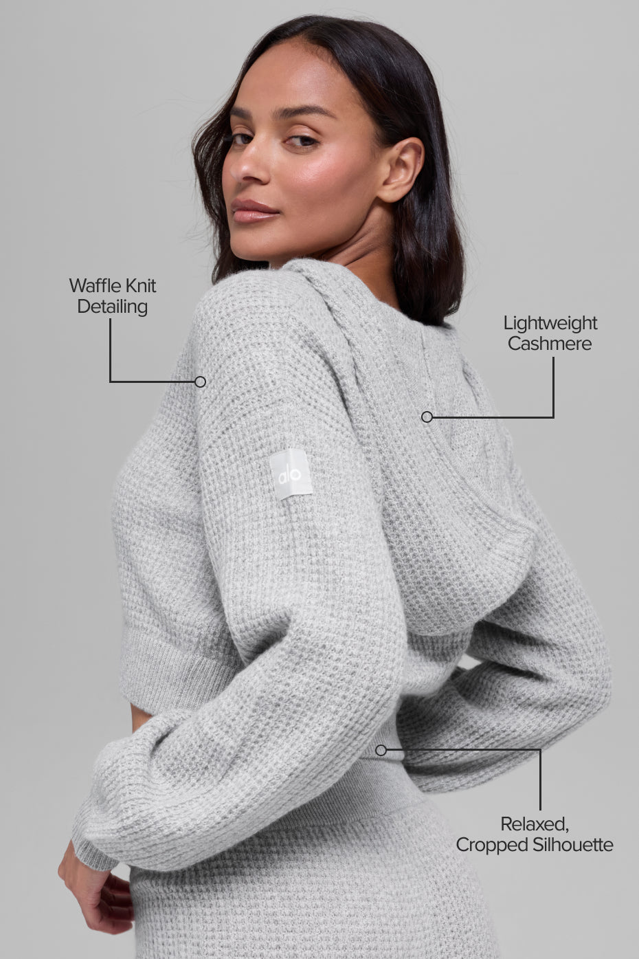 Cashmere Plush Waffle Full Zip Hoodie - Athletic Heather Grey image 2