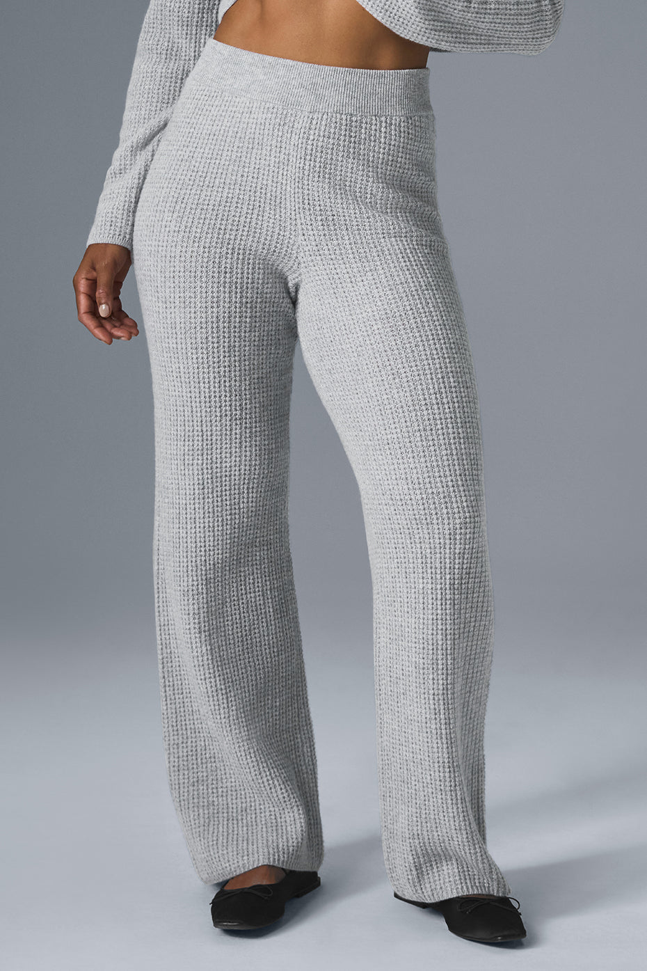 Cashmere High-Waist Plush Waffle Pant - Athletic Heather Grey image 1