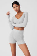Alolux Cropped Me Time Cardigan - Athletic Heather Grey image 1