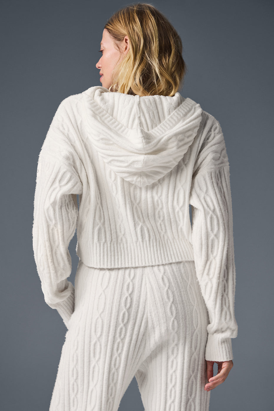 Cable Knit Winter Bliss Hoodie - Ivory image 3