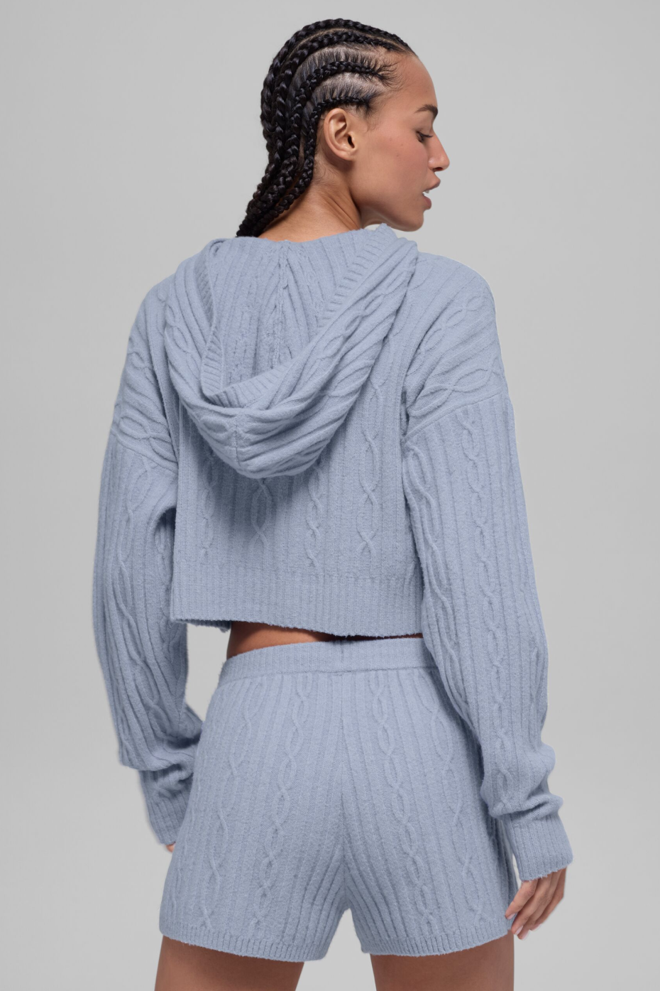 Cable Knit Winter Bliss Hoodie - Winter Frost image 3