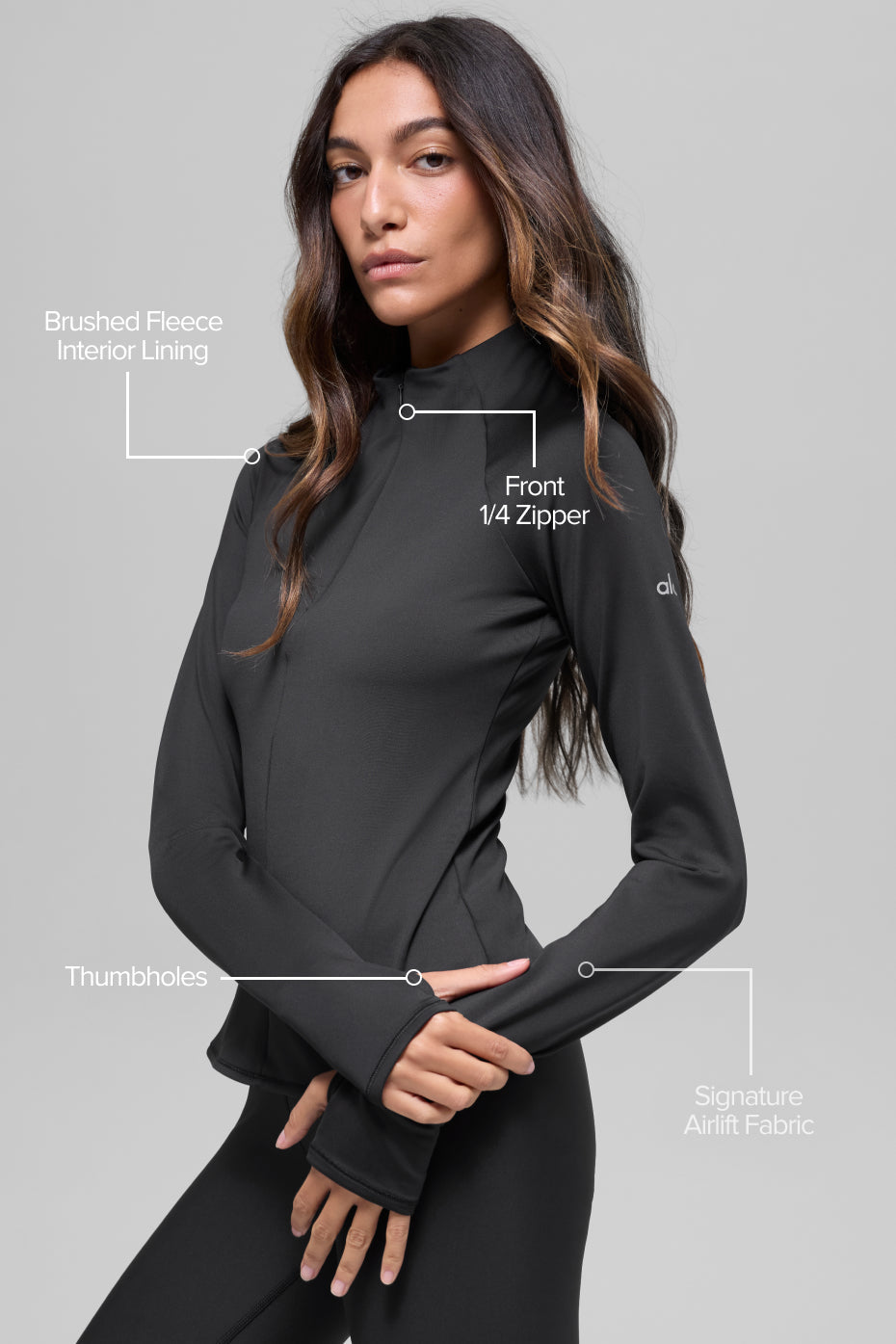 Airlift Winter Warm 1/4 Zip Long Sleeve - Black image 2