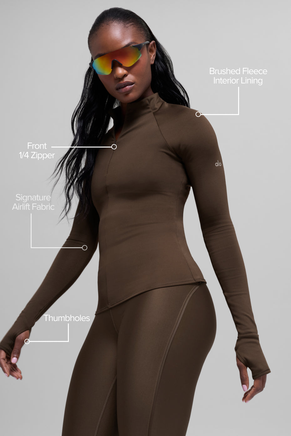 Airlift Winter Warm 1/4 Zip Long Sleeve - Espresso image 2