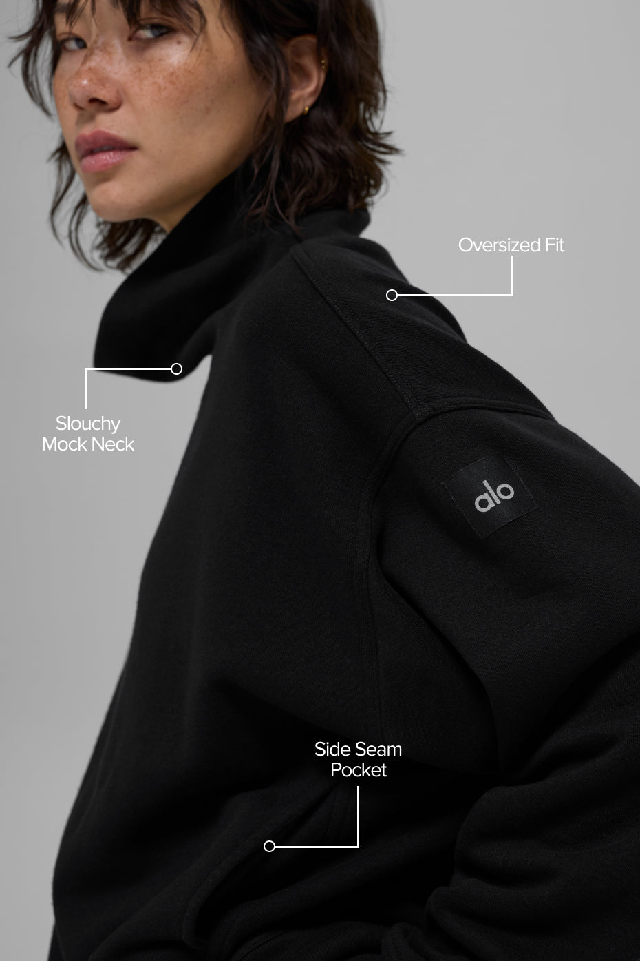 Hazy Mock Neck Pullover - Black image 2
