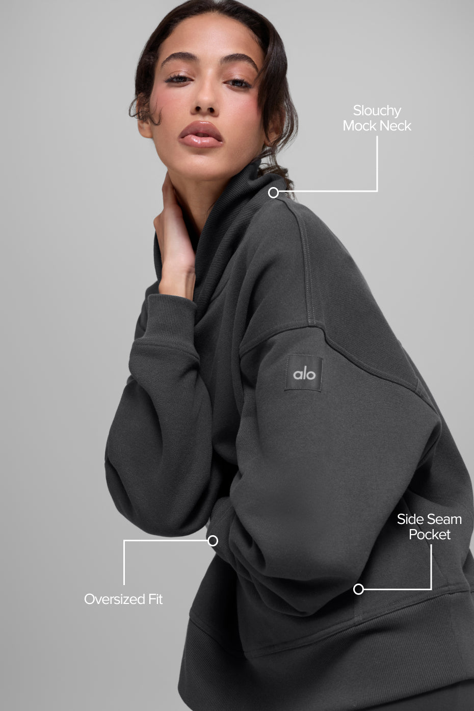 Hazy Mock Neck Pullover - Anthracite image 2