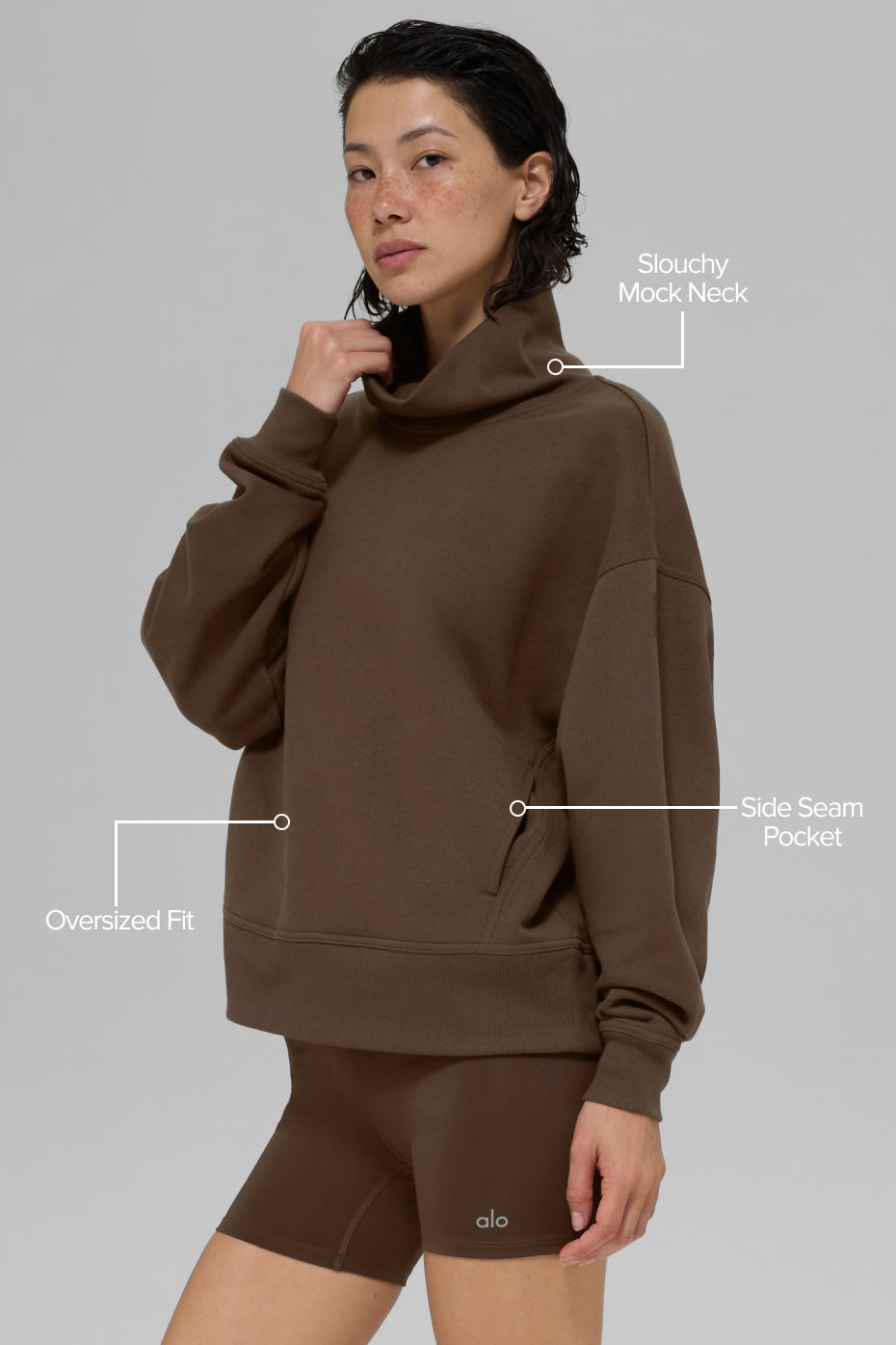 Hazy Mock Neck Pullover - Espresso image 2