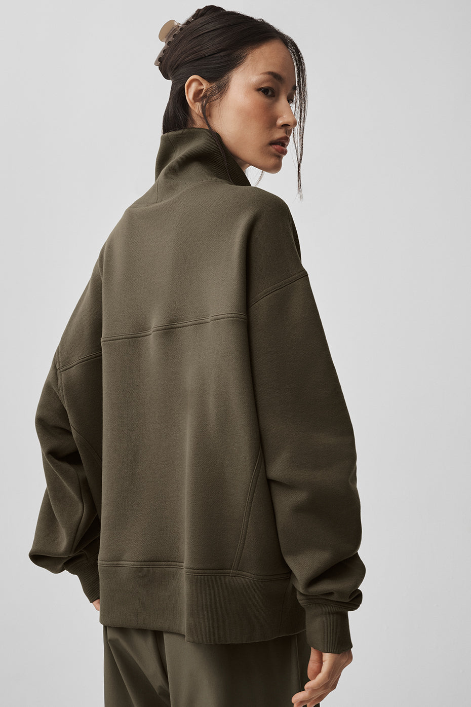 Hazy Mock Neck Pullover - Olive Tree image 2