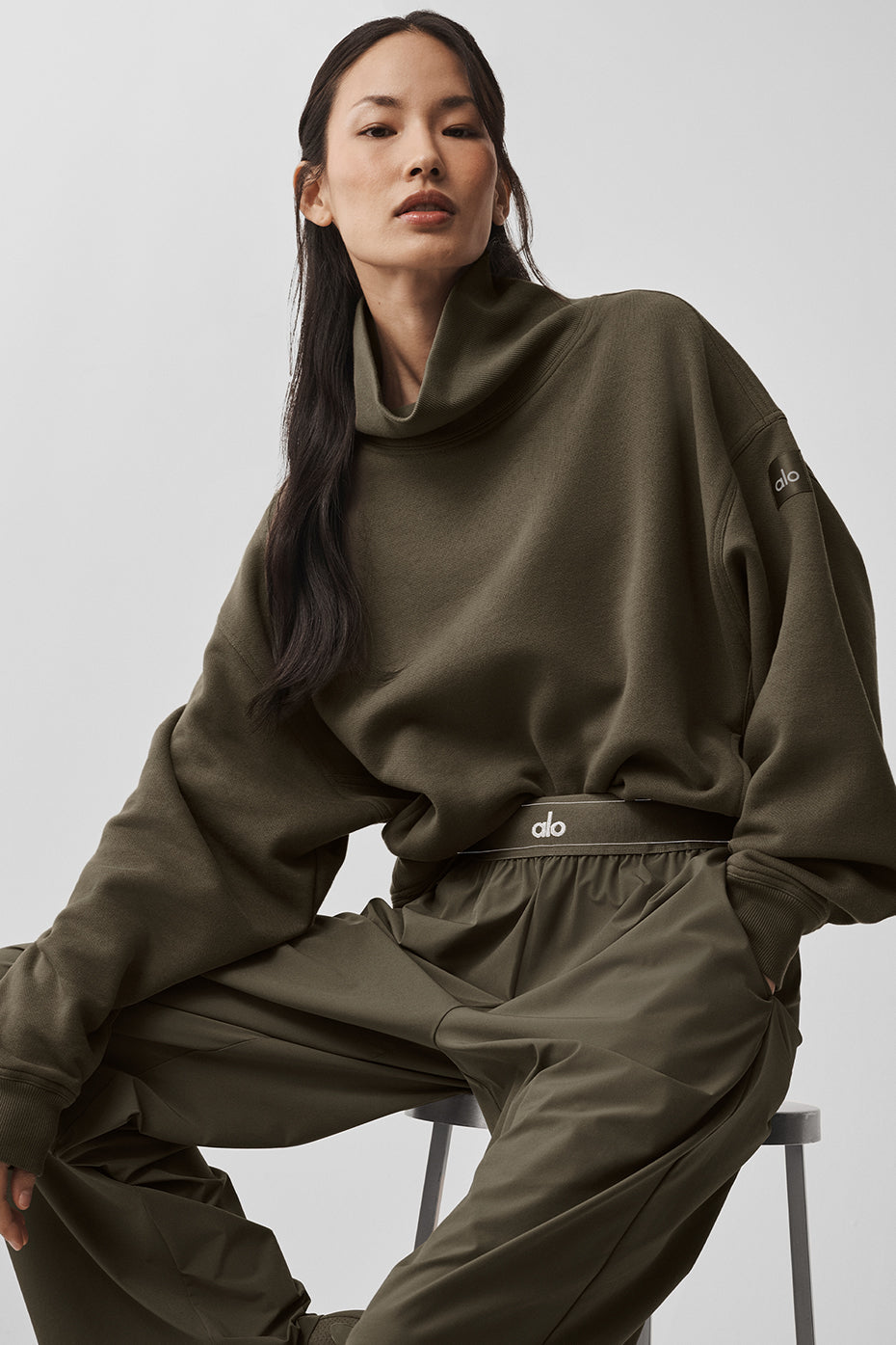 Hazy Mock Neck Pullover - Olive Tree image 1