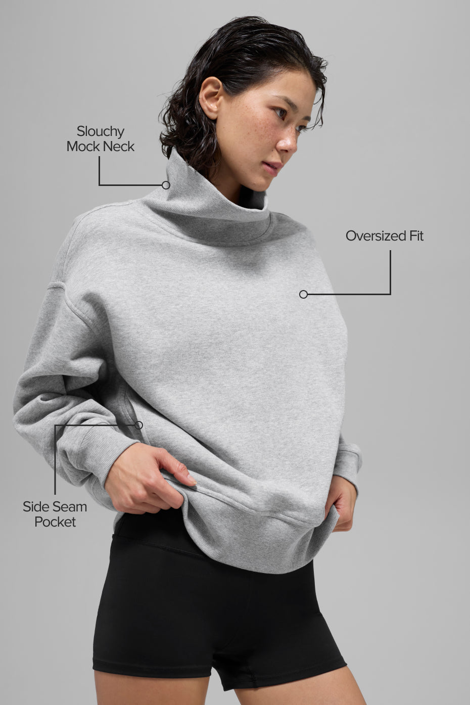 Hazy Mock Neck Pullover - Athletic Heather Grey image 2