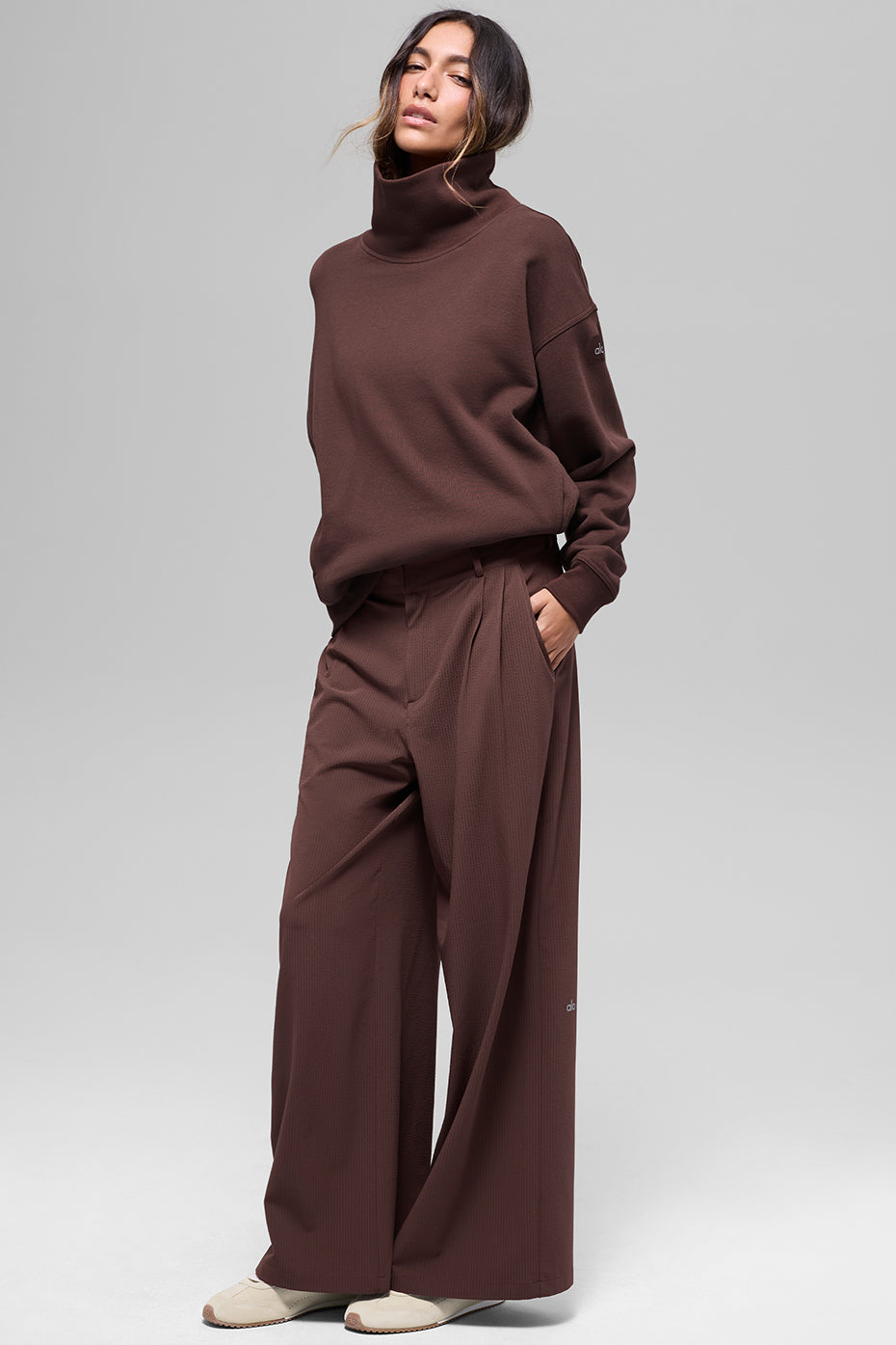 Hazy Mock Neck Pullover - Brownstone image 5
