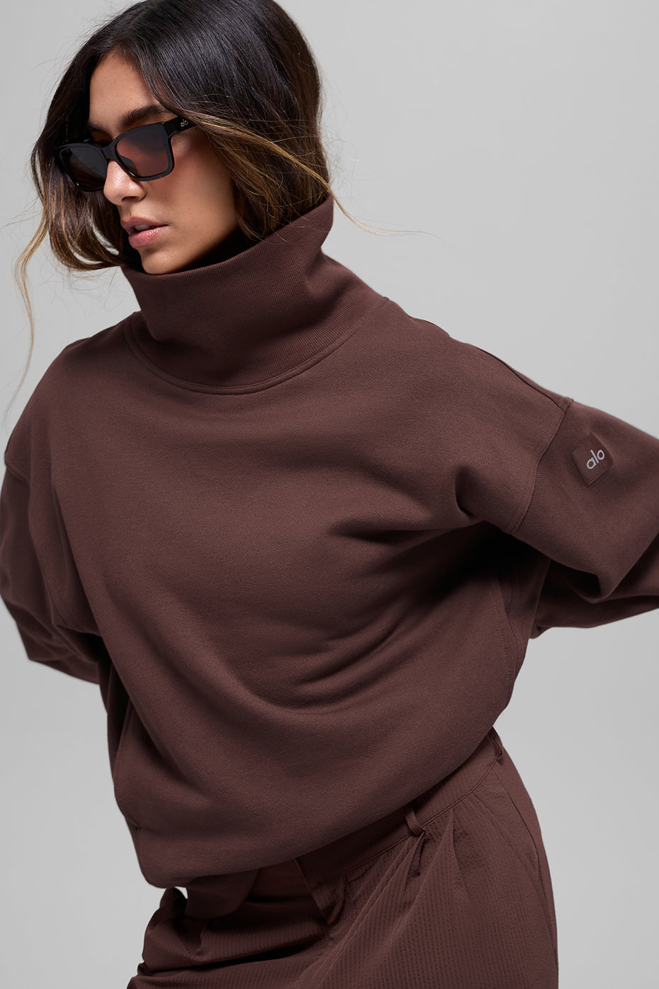Hazy Mock Neck Pullover - Brownstone image 2