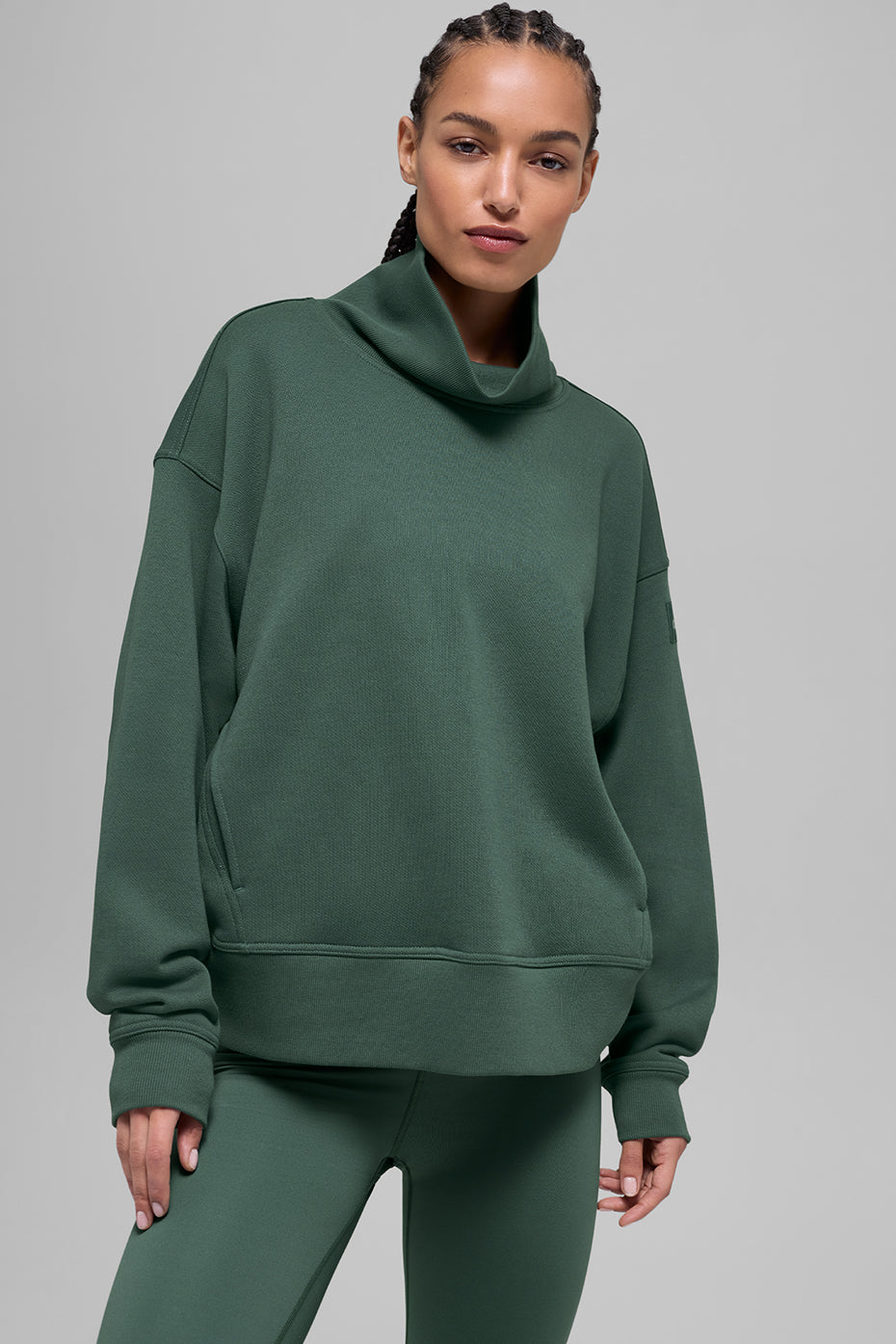 Hazy Mock Neck Pullover - Clover Green image 1